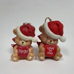 AGC Teddy Bears 1991 Love to You Christmas Tree Ornaments Lot of 2